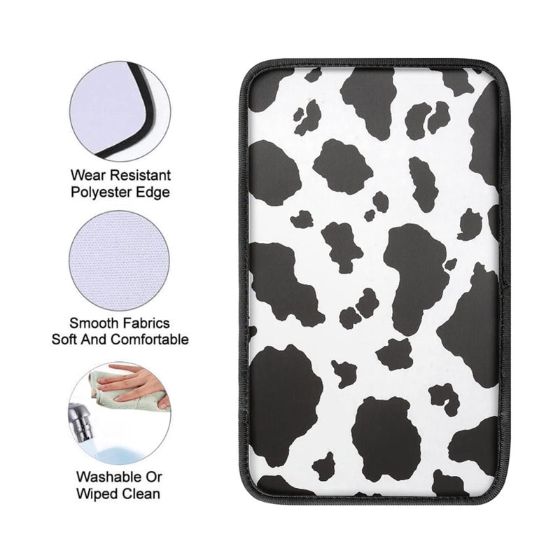 Dreaweet Stylish Cow Print Auto Center Console Pad,Car Armrest Pad Car Armrest Seat Box Cover Protector for Most Vehicle, SUV, Truck, Car - Image 4